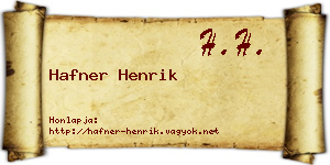 Hafner Henrik névjegykártya